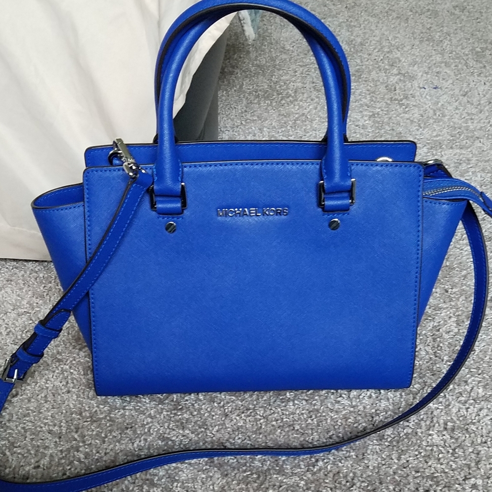 Michael Kors Electric Blue Selma Leather Satchel